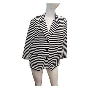 Alfred Dunner Black White Striped Blazer Size 16P